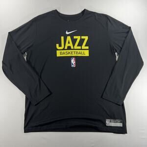 Utah Jazz Nike NBA Authentics Long Sleeve Shirt Men's XL Black